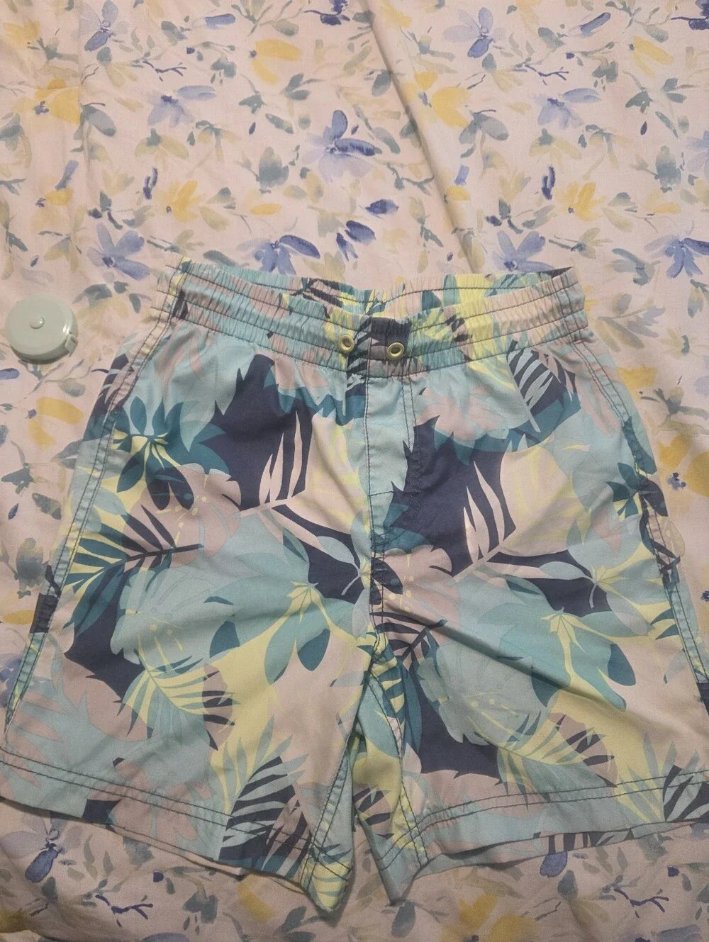 Old Navy Boy's Tropical Swim Trunks Mesh Lined Elastic Waist Drawstring L 10-12